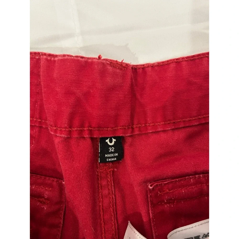 Vintage Y2K True Religion Cargo Cotton Logo Shorts Size 32 Red